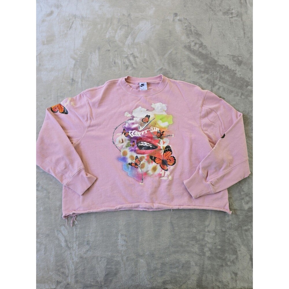 Nike Sportswear Happy Air Crewneck Sweater Womens Size XL Pink